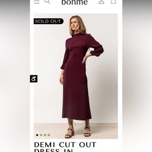 Bohme Demi cutout dress in burgundy. NWT. Size: S. Never worn